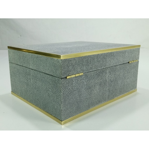 DAPHOCO Vietnam Origin 0.24x0.19x0.1 Brass Border Lock MDF Shagreen Velvet Faux Shagreen Resin Jewellery <b>Box</b> Liner <b>Gift</b> <b>Box</b> - Product Image 5