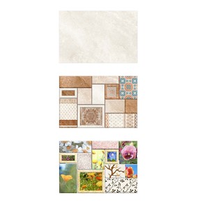 Couleur claire avec feuilles design décoratif carreaux muraux émaillés brillants 300x450mm - Product Image 2