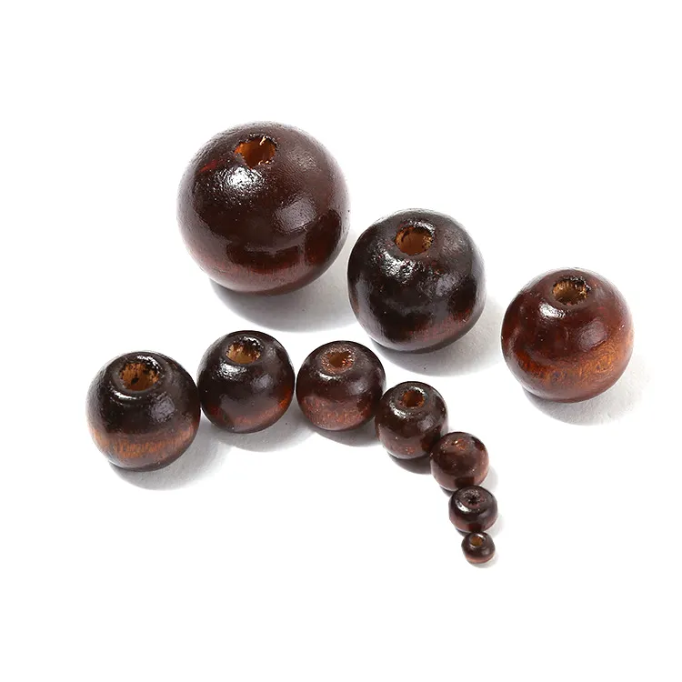 6-25mm Natural Dark Brown Coffee Colored Round Wood Bulk Spacer Bead for DIY Jewelry Making