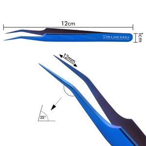 Blue Eyelash Extension Volume 12mm 35deg Tweezer for Eyelash Extensions Private Label, Heavy Duty Eyelash Extension Tweezer - Product Image 5