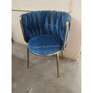 หรูหราจัดเลี้ยงกำมะหยี่งานแต่งงานโรงแรมเก้าอี้รับประทานอาหารที่มีขาโลหะสีทอง - Product Image 2