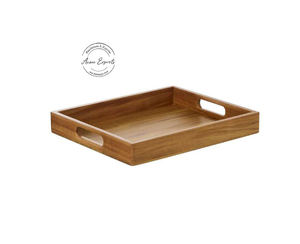 Plateau de service en bois de qualité supérieure avec poignées découpées Parfait pour le petit-déjeuner au lit Cuisine Salle à manger Maison et hôtel - Product Image 2