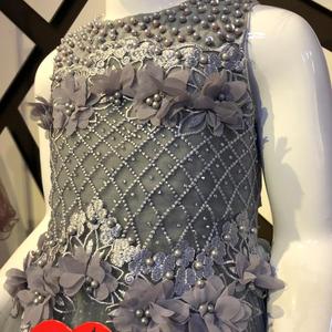 Robe mi-longue en coton pour filles avec des motifs de fleurs féériques en satin pour les fêtes, les mariages, les cadeaux de bébé, les enfants - Product Image 3