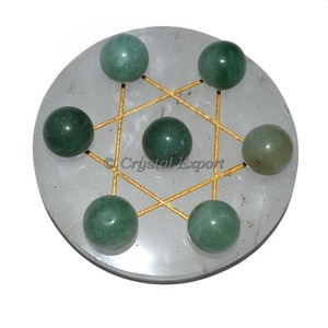 Compre Estrella de David con 7 Bolas de Aventurina Verde en Cristal |   Estrella de David con 7 bolas de aventurina verde sobre cristal - Product Image 1