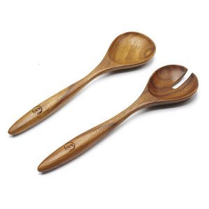 Acacia Wood Salad Spoon and Salad Fork Salad <b>Servers</b> - Product Image 1