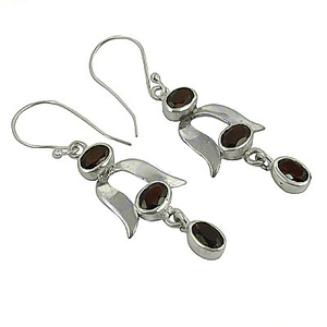 Handmade Vintage Style 925 Sterling <b>Silver</b> <b>Huggie</b> Drop Stud Earrings Rose Gold Garnet Pearl Classic Design for Anniversary Gold - Product Image 1
