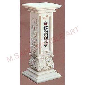 แท่นวางตกแต่งลายหินอ่อนสีขาวพร้อมงานศิลปะลายดอกไม้ |   ขาตั้งโชว์สินค้า ดีไซน์หรูหรา ทนทาน ใช้งานได้ทั้งที่บ้านและโรงแรม - Product Image 2