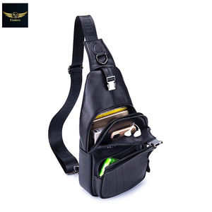 Sac de poitrine en cuir pour hommes Fashion Classic Large Capacity Business Messenger Bag 2023 - Product Image 3