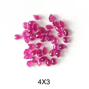 4x3 ملليمتر الأحمر الوردي الطبيعي حجر الياقوت جوهرة الكمثرى مع الوجه الجوهرية بالجملة الأحجار الكريمة بانكوك تايلاند الجميلة مجوهرات جعل الإعداد