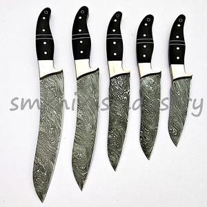 Juego de cuchillos de chef de cocina de 5 piezas con estilo de Damasco hecho a mano, cuchillas afiladas de acero inoxidable y funda de hueso para el Meat-SKM1285 - Product Image 3