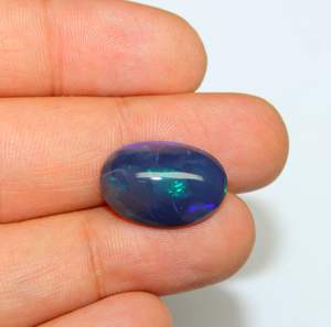 Opale noire naturelle australienne, cabochon lisse, coupe ovale, pierre précieuse en vrac, 20x14 mm - Product Image 2