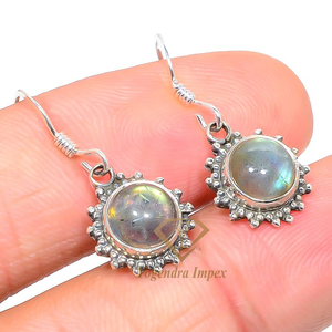 925 boucles d'oreilles en argent Sterling massif pierre précieuse Labradorite naturelle bijoux élégants pour les mariages anniversaires fêtes ou cadeaux - Product Image 2