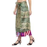 Falda Larga Cruzada Reversible de Poliéster Vintage con Estampado Floral Bohemio para Mujer