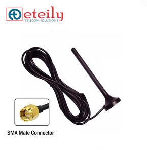 Antena magnética de goma GSM 3dBi, montaje magnético de baja pérdida con Cable RG174 + SMA (M), conector ETEILY hecho en la India - Product Image 1