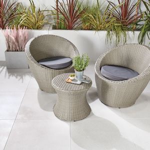 Service à café moderne 2 pièces avec chaise en osier tissée à la main pour mobilier de jardin extérieur pour entrepôt et salon - Product Image 1