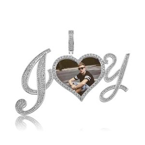 Personalizzato ghiacciato ti <span class=keywords><strong>amo</strong></span> bolla iniziale cuore memoria foto ciondolo collana di moda accessorio - Product Image 4