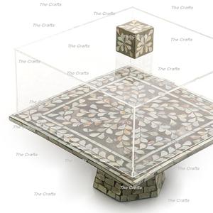 Wooden And Mother Of Pearl Risers And Display Server With Acrylic <b>Cover</b> For Wedding Birthday Engagement Use - Product Image 6