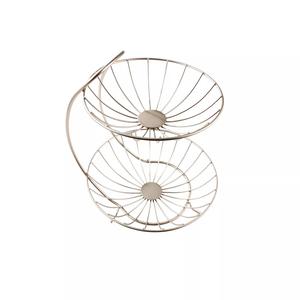 Elegante cesta de frutas de 2 niveles con elegante soporte curvo para organización y exhibición de cocina moderna - Product Image 3