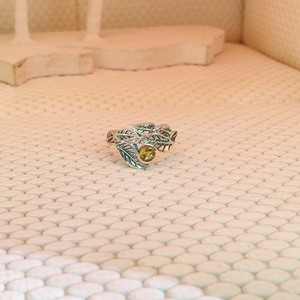 À la mode Feuille Style Lunette Réglage Incrustation Fine 925 Bague En Argent Sterling Naturel Citrine Gemme À La Mode Fête De Mariage - Product Image 3
