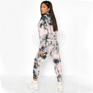 Ensemble de survêtement pour femmes, imprimé tie-dye, sublimation, logo personnalisé, respirant, léger, grande taille, streetwear d'automne, tendance - Product Image 2