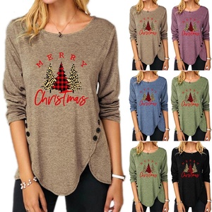 Women's Crew Neck Three Quarter Sleeve Summer Knitted <b>Christmas</b> Reindeer Print Cotton T-<b>Shirt</b> Cute Cartoon Design Casual Wear - Product Image 4