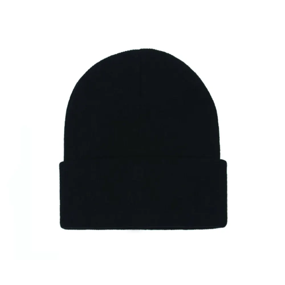 Wholesale Cheap Pure Color Black Unisex Gorro Bonnet Winter Warm Beanie Cap Men Knitted Hat Women