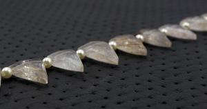Qualité géniale 1 brin de cuivre naturel Rutile pierre précieuse à facettes forme de Triangle perles de Briolette cheveux véritable Quartz - Product Image 3