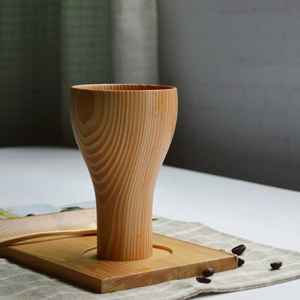 Elegant Pine Wood and <b>Glass</b> round Tray with Stylish Wooden Design for Serving <b>Shots</b> - Product Image 2
