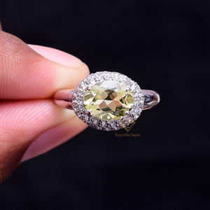 Anillo de Plata de Ley 925 con gema de oro verde Natural, anillo hecho a mano con gemas verdes - Product Image 1