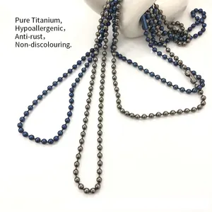 Energinox классические и гладкий Ti-999 2,4 мм/3,0 мм шариком из чистого титана шарообразной цепи ожерелье