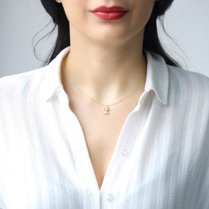 Diminuto Girl-colgante de plata de ley 925 con piedra de circón transparente, joyería elegante, hecha a mano, turca - Product Image 2