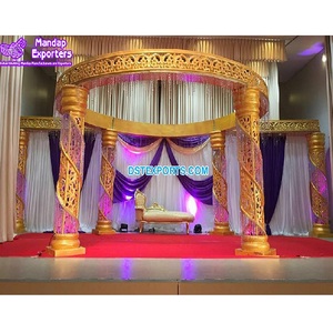 Srilankan <b>Wedding</b> Golden Crystal Mandapam Spiral Crystal Pillars Indian <b>Wedding</b> Mandap Traditional Tamil Mandap for Marriage USA - Product Image 1