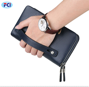 Bolso de mano con solapa de cuero genuino para hombre, cartera de mano con cremallera, de lujo, de piel de vaca - Product Image 4