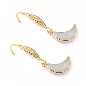 รุ้งมูนสโตน30-32มม. 14K ชุบทองเซอร์คอนหูลวดชุบทองด้วยไฟฟ้าต่างหูทองเหลืองชุบทอง - Product Image 2