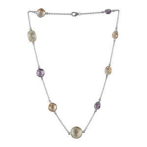 Bijoux fins pierre naturelle 925 argent Sterling améthyste pierres précieuses à la mode lien chaîne fiançailles cadeau collier - Product Image 1