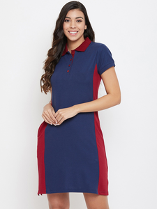 Polo hasta la rodilla personalizado precio al por mayor mujeres Golf Casual manga corta Polo raya lateral largo Polo vestido 100 por ciento algodón - Product Image 2