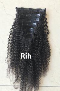 Extension de cheveux humains indiens vierges de mongolie, 200 grammes, 16 pouces, Deep Curly, clips, provenant du vendeur de cheveux naturels indiens - Product Image 2