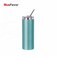Bleu clair Sublimation Gobelet Maigre Logo Personnalisé Double paroi isolé sous vide De Sublimation Gobelet blancs MSS20TG-LB