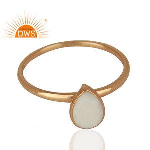 Anillo de Ágata Blanca, Proveedores de Joyería, Anillo de Plata 925 Chapado en Oro Rosa Hecho a Mano, Colección Clásica - Product Image 2