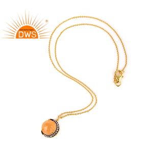 Colgante de cadena de media luna antigua, proveedor de joyería, piedra lunar y Cz, chapada en oro colgante de plata, venta al por mayor - Product Image 3