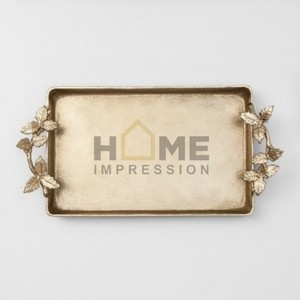 ถาดเสิร์ฟของบนโต๊ะโลหะเคลือบทองหรูหราทำด้วยมืออุปกรณ์ร้านอาหารสุดหรูใหม่สำหรับซัพพลายเออร์ขายส่ง - Product Image 2