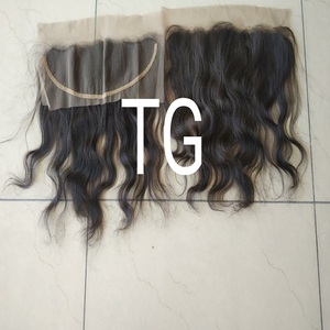 Extensiones de Cabello Humano Remy Virgen 100% Natural Camboyano al por Mayor, 13x4, Longitud Estirada, Ondulado Natural, Frontal de Encaje, Templo Indio - Product Image 4