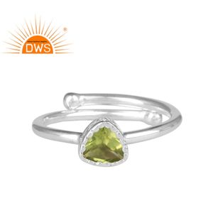 Fine 925เงินสเตอร์ลิงสามเหลี่ยมตัด Peridot แหวนพลอยเครื่องประดับผู้ค้าส่งเครื่องประดับสตรี - Product Image 1