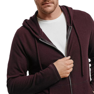 Whole Sale Custom Zipper burgundy Color hoodie for man Pure Cotton hoodies as per customer requirement - Product Image 4