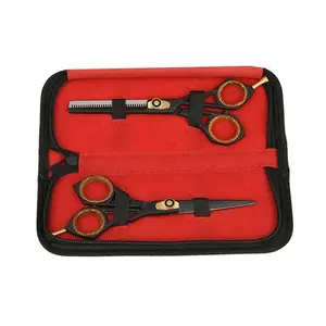 Ensemble de ciseaux de coupe et d'amincissement de cheveux de Salon professionnel cisailles de coiffeur en acier inoxydable avec outil de beauté à lame droite tranchante - Product Image 1