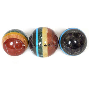 Esfera decorativa unida de siete chakras al por mayor, bola curativa de piedras preciosas de ágata, cuarzo pulido, piedra semipreciosa artesanal armonizada - Product Image 1