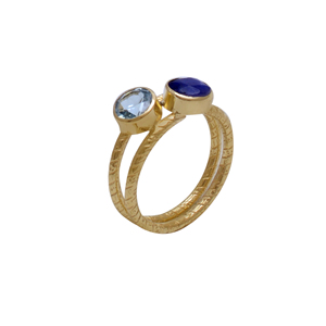 ทำด้วยมือ unisex แหวนเงินสเตอร์ลิง925แท้ไพลินสีฟ้าโทแพซพลอยการตั้งค่าหนามเตยเครื่องประดับแฟชั่นสำหรับงานเลี้ยง - Product Image 1