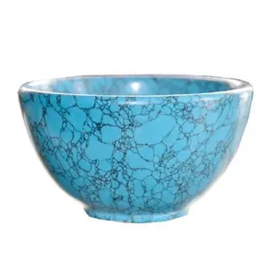 Matériau du bol bleu Turquoise produit bol en pierre naturelle Type de bol en pierre semi-précieuse bol en cristal pour la décoration