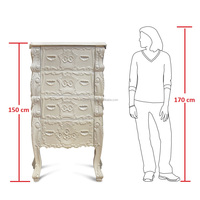 Commode en bois sculpté de style français commode haute 4 tiroirs avec peinture blanche pour salon ou chambre à coucher meubles de maison