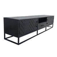Meuble TV moderne en bois massif fait main, motif chevrons/épine de poisson, pour salon, appartement, hôtel, entrée